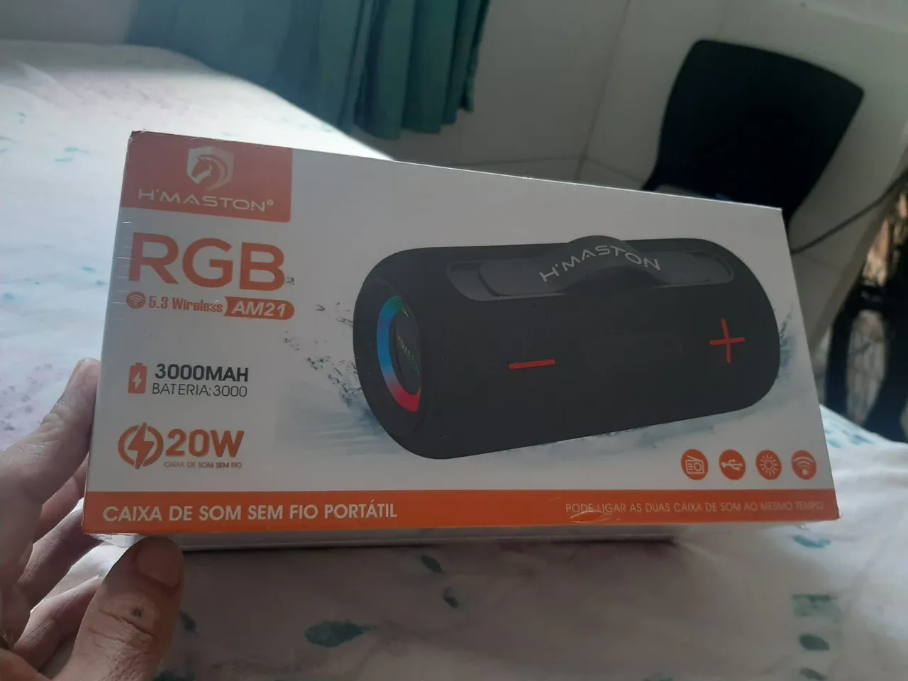 Caixa de Som Bluetooth H'MASTON RGB AM21 - 20W - 3000 mAh