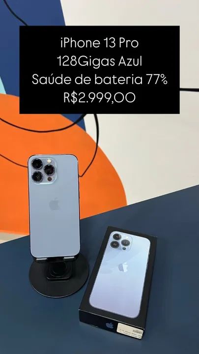 iPhone 13 Pro 128GB ホワイト バッテリー77% 【美品】 iPhone 13 Pro 128GB Azul Saúde de bateria 77% R$2.999,00 | Loja