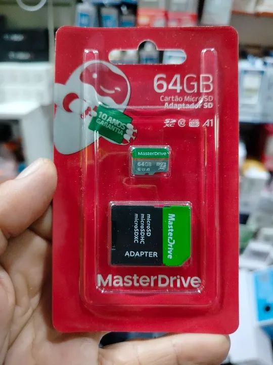 Cartão Micro SD 64GB MasterDrive Adaptador SD A1