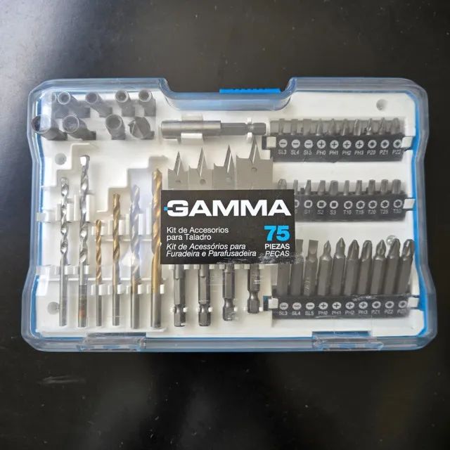 Jogo De Acessórios Para Furadeira Parafusadeira Gamma 75pçs - Novo