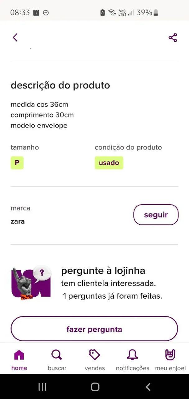 Short envelope Zara Preto  - Foto 4