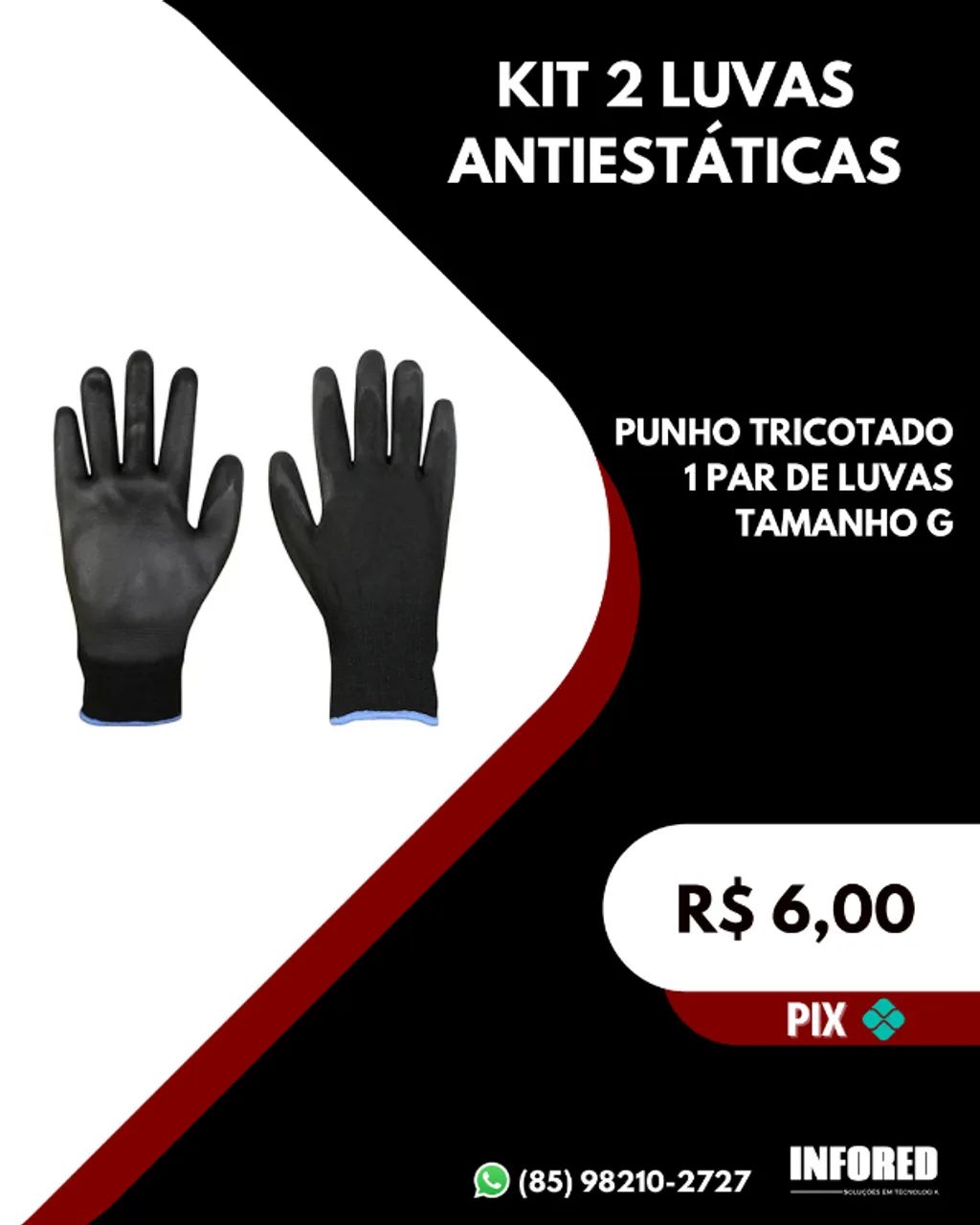 Kit 2 luvas antiestáticas