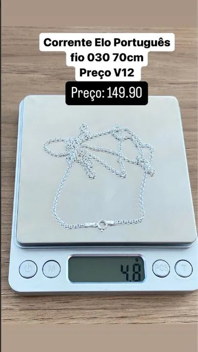 Corrente Elo Português 030 70cm - Prata