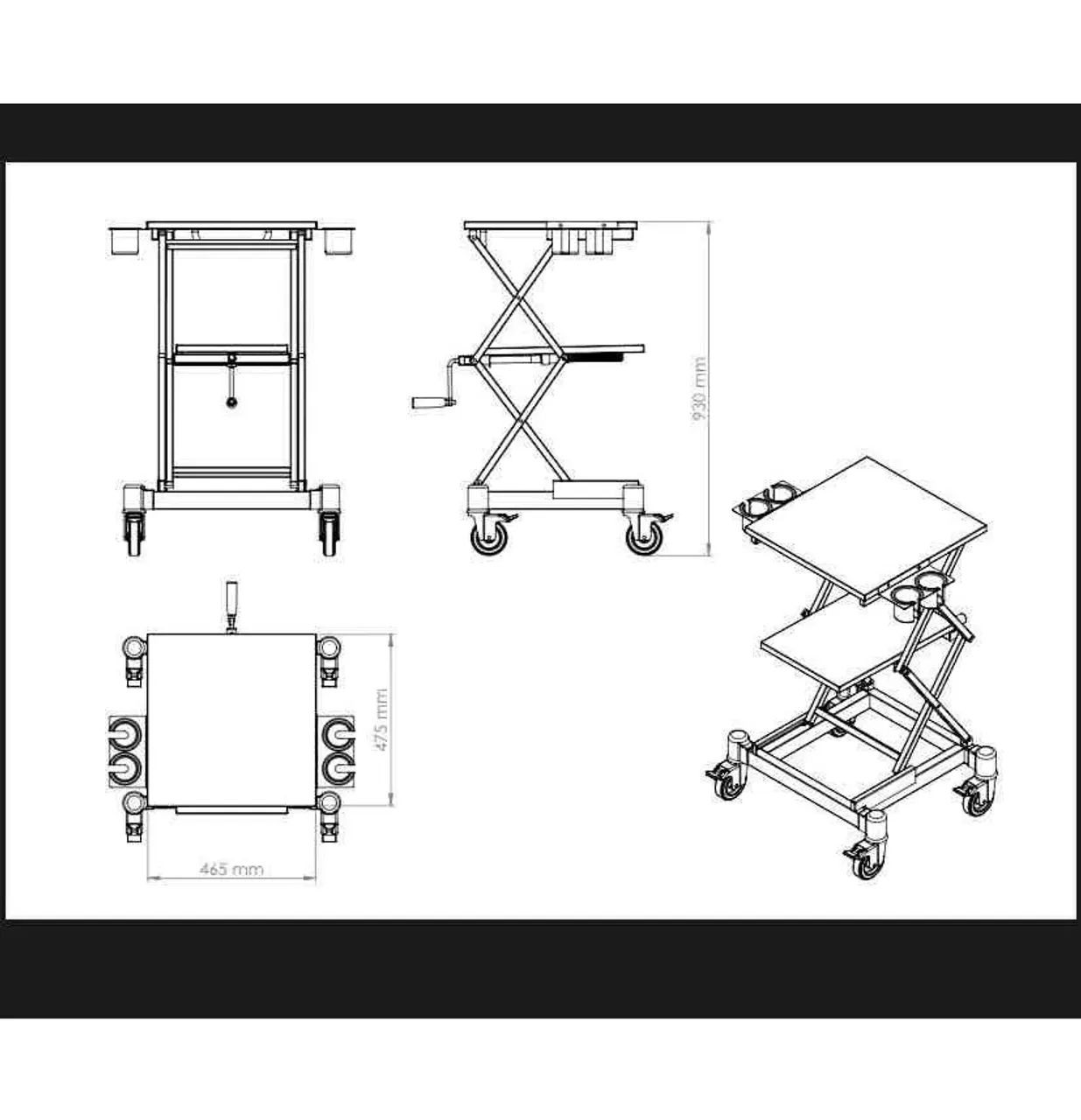 Carro Suporte Rack Mesa Pistão Para Ultrassom Portátil - NOVO - Foto 2