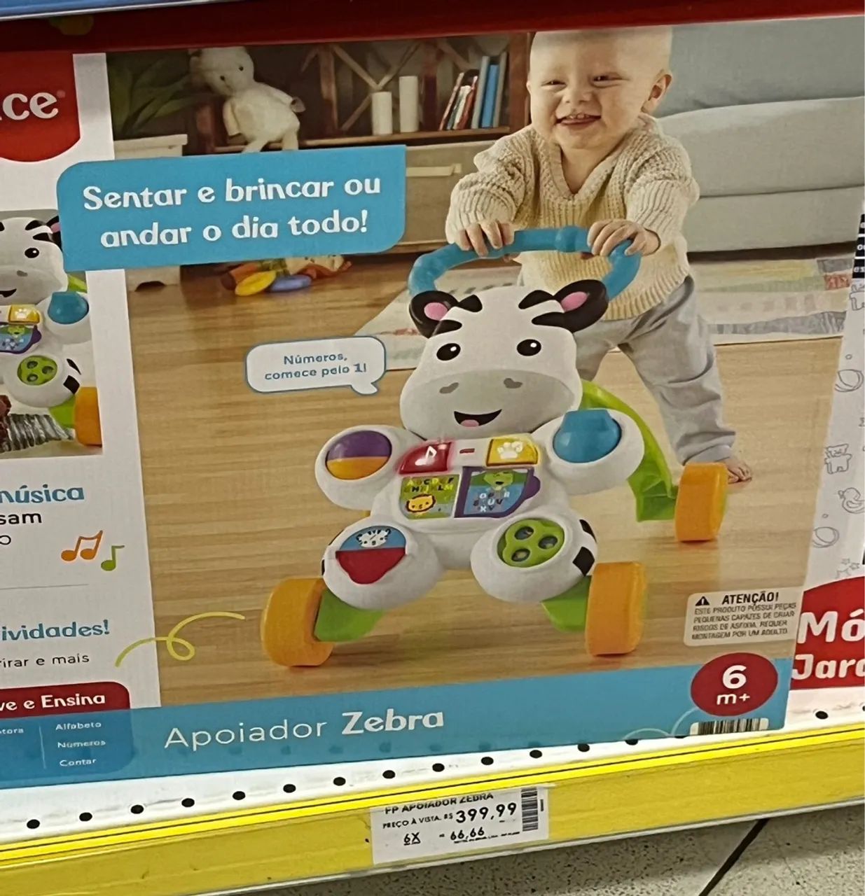 Andador Zebra Fisher-Price com Brinquedos - Foto 2
