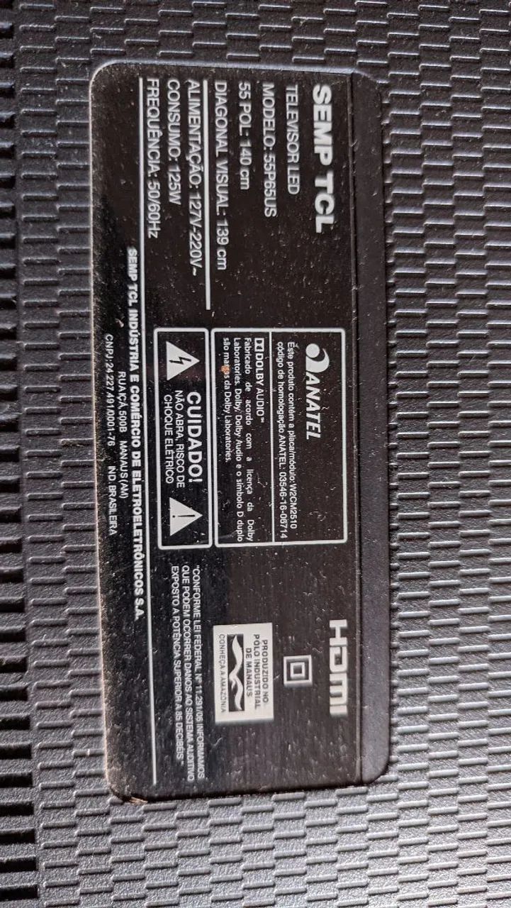 Tv TCL 55 (tela preta) somente peças  - Foto 2