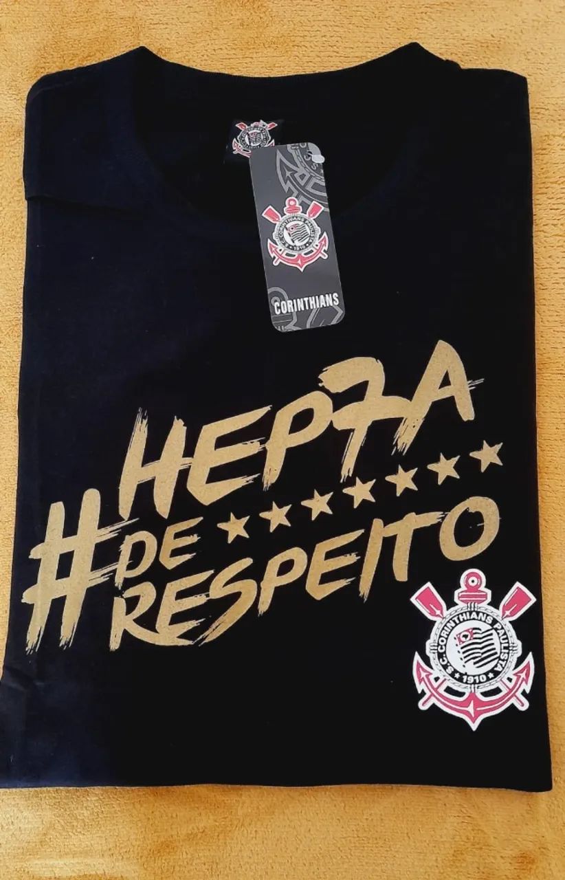  Camiseta Original Corinthians Hep7a De Respeito 100% Algodão - Foto 2