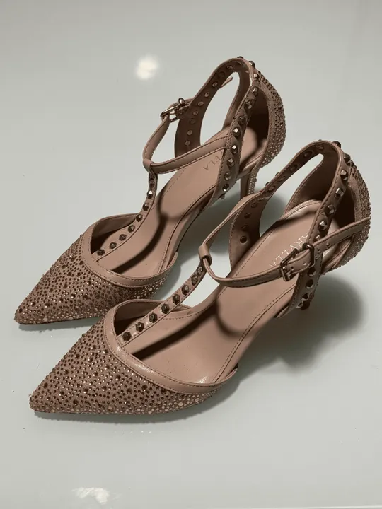 Salto Scarpin Rosa Com Brilho Carvela