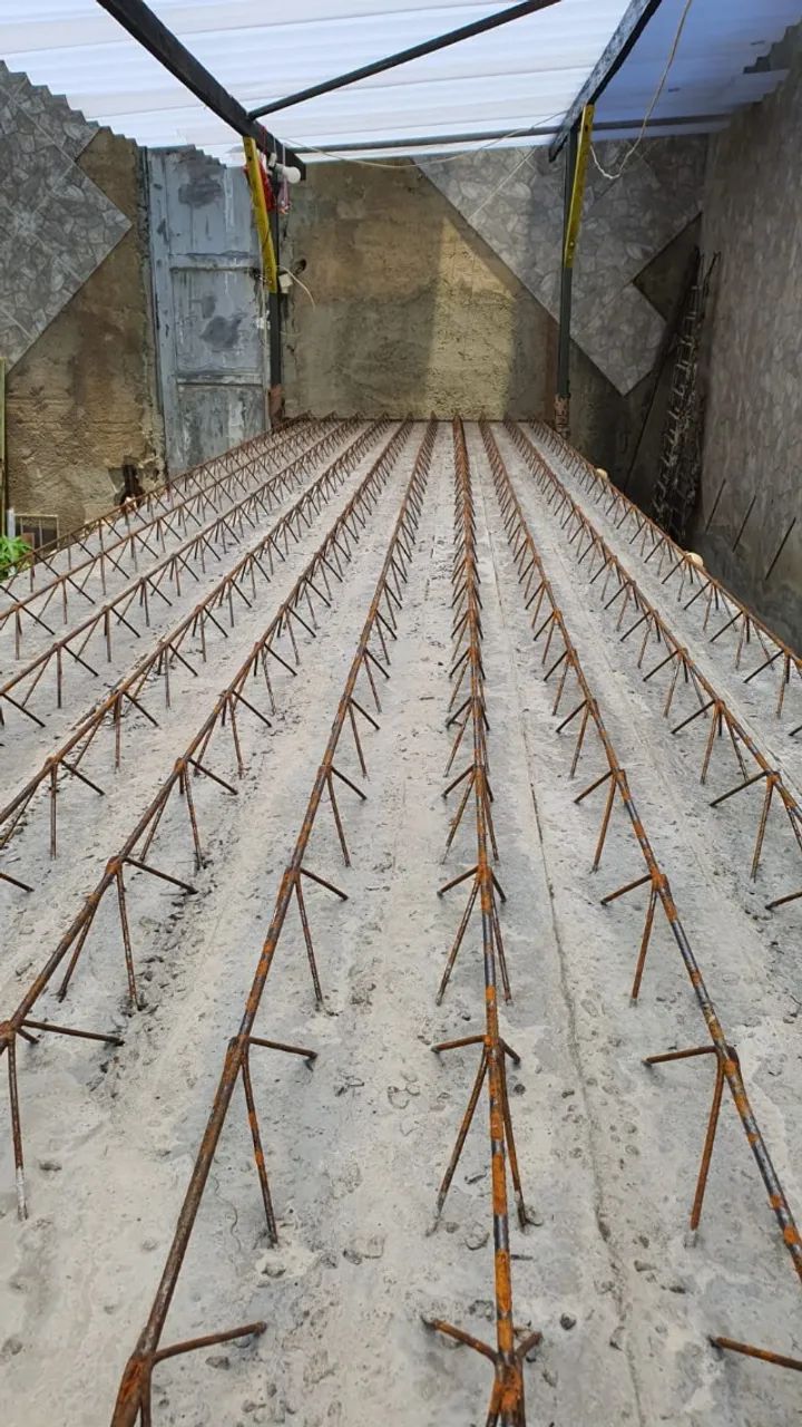 Formas de laje pré-moldada 10u + Mesa vibratória + treliças + isopores 