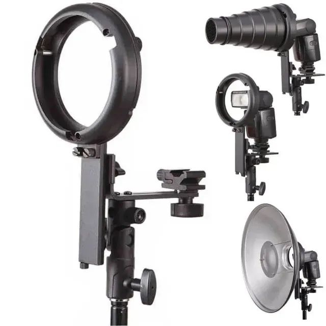 Kit com 2 Suportes L para Flash Speedlite Montagem Bowens para Iluminadores, Softbox - Foto 4