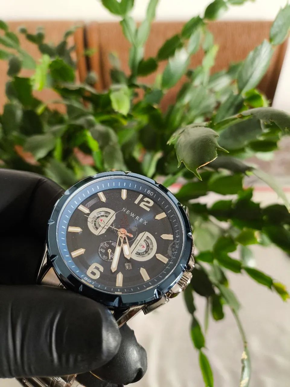 Relógio Masculino Newrex Azul e Prata - Foto 5