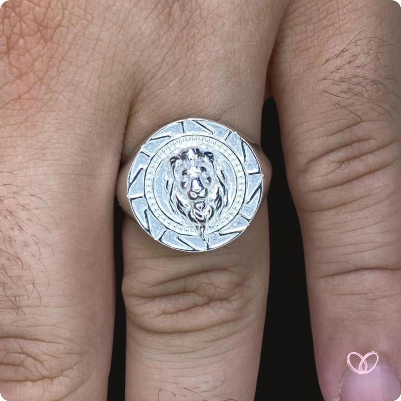 Anel dedeira masculino leão em prata legítima 