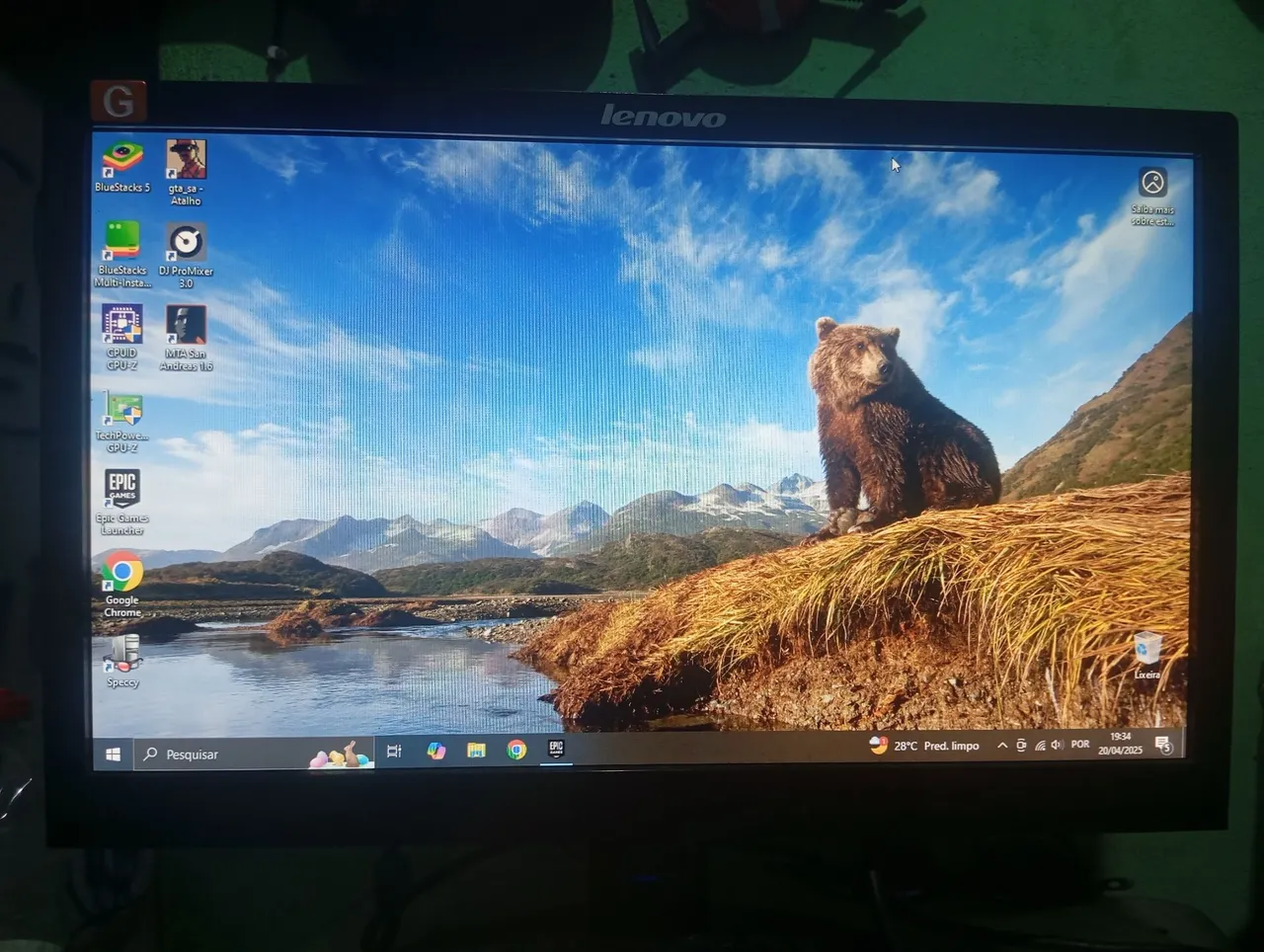 Monitor Lenovo 19 polegadas perfeito
