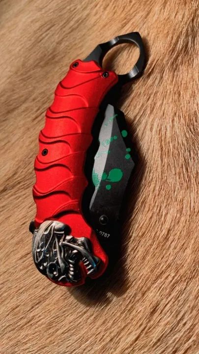 Canivete Karambit Skull Vermelho HZ - Foto 2