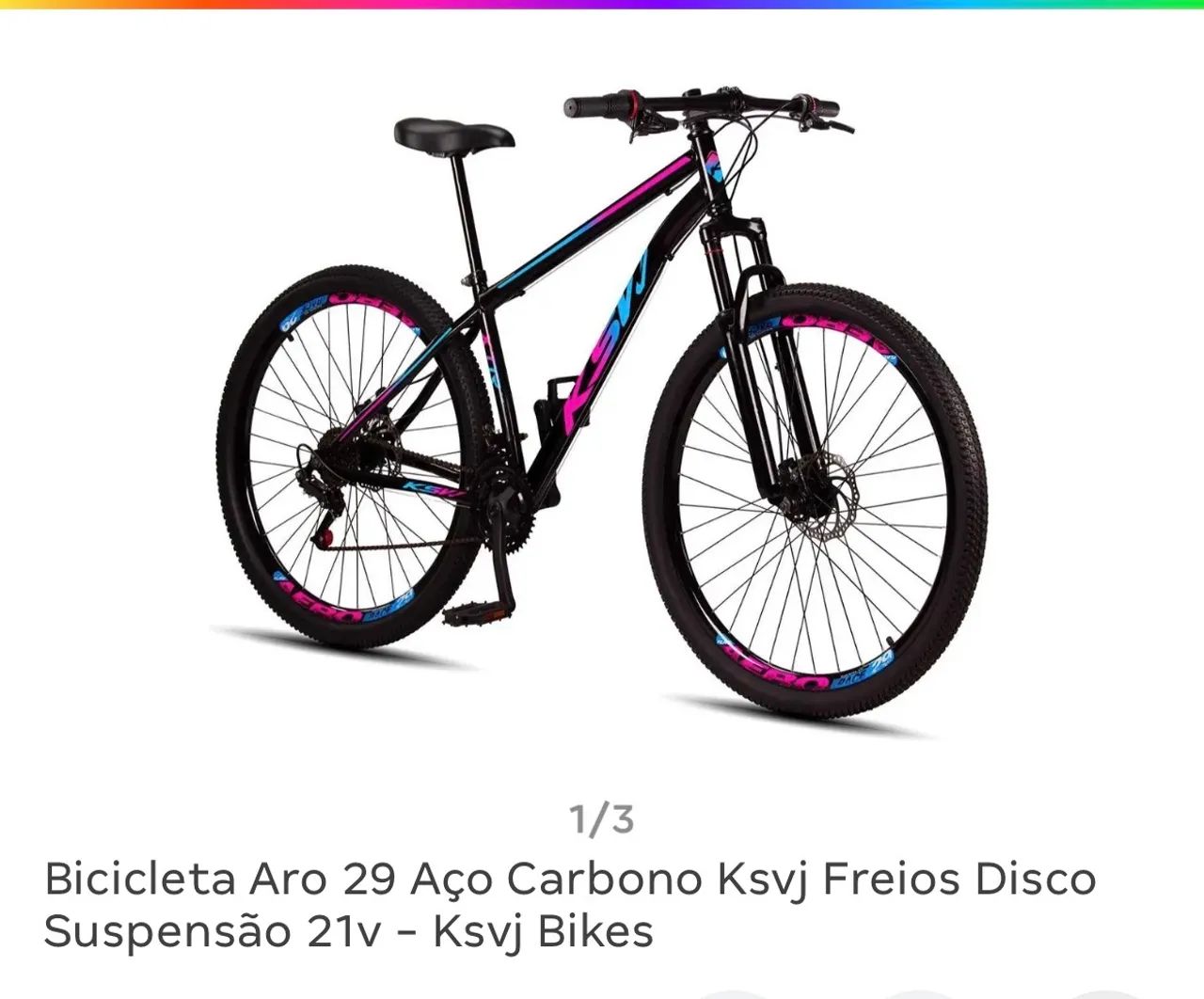 Bicicleta Aro 29 Aço Carbono Ksvj Freios Disco Suspensão 21v
