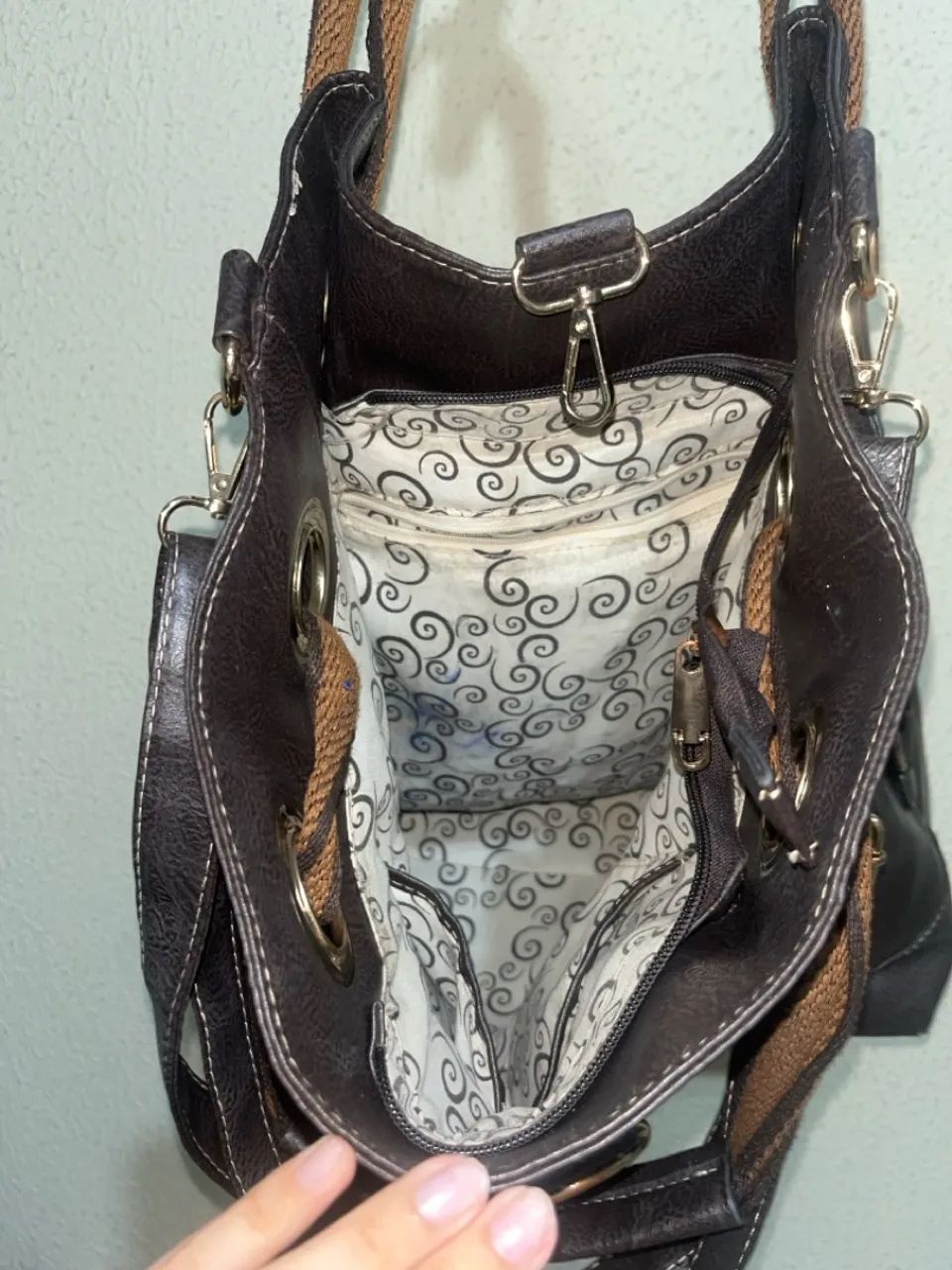 Bolsa sacola grande marrom - 2 alças (ombro e transversal) - Foto 4