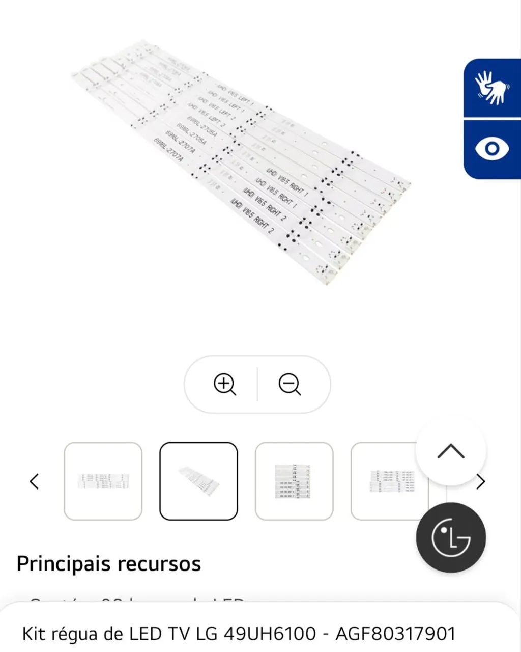 Kit Régua LED TV LG 49UH6100 - AGF *