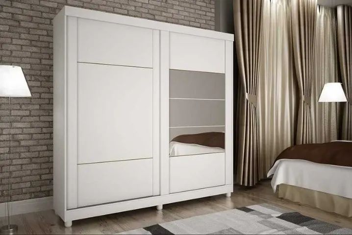 Guarda Roupa Solteiro 2 Portas Com Espelho 100% MDF 
