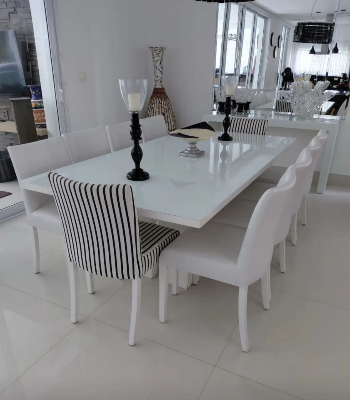 Mesa jantar c 10 cadeiras c/ aparador + mesa de centro65568135779074121