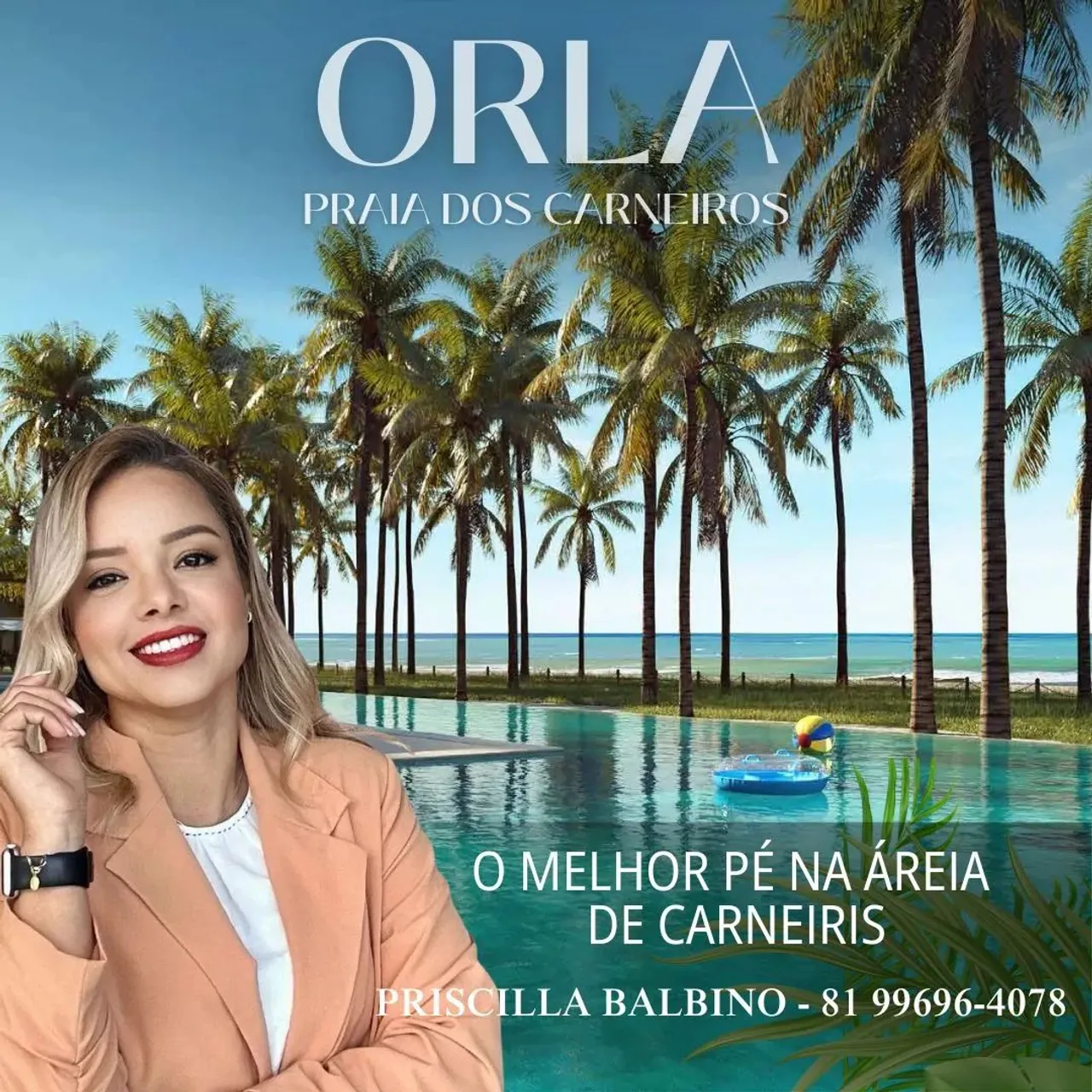 Flats beira mar de Carneiros | Orla Praia dos carneiros | Apartamento 3 quartos 80m² de pu