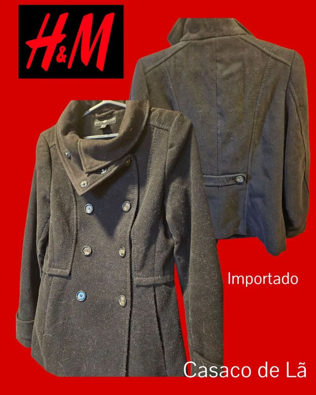 CASACO PRETO H&M LÃ - Foto 2