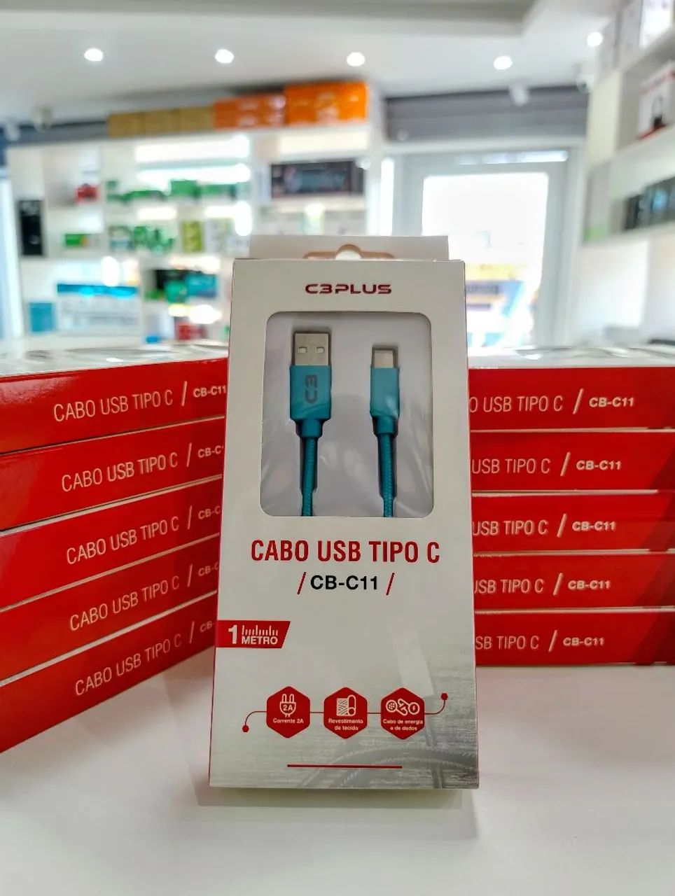 Cabo USB para USB-C C3Tech 1m 2A Atacado e Lote