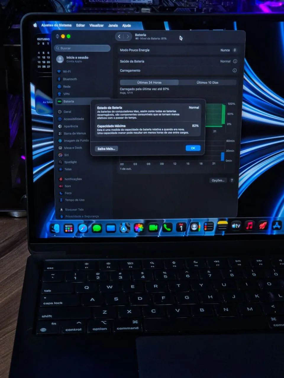 MacBook Air M2 13' Midnight 256GB SSD, 8GB RAM - Impecável