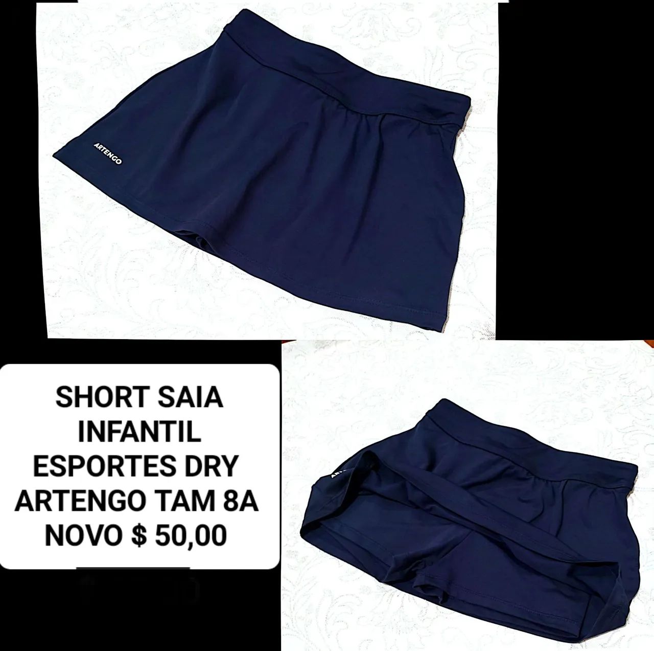 Short saia esporte infantil