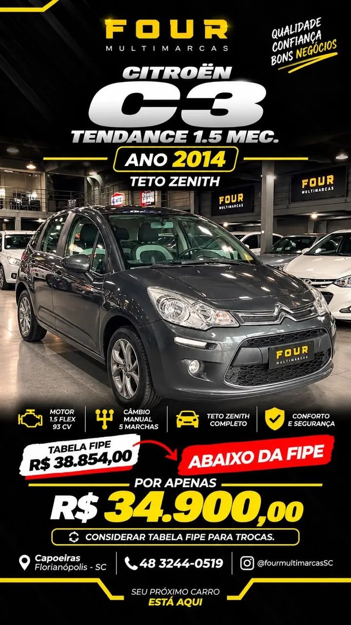 Citroën C3 TENDANCE 1.5 FLEX 8V 5P MEC. 2014