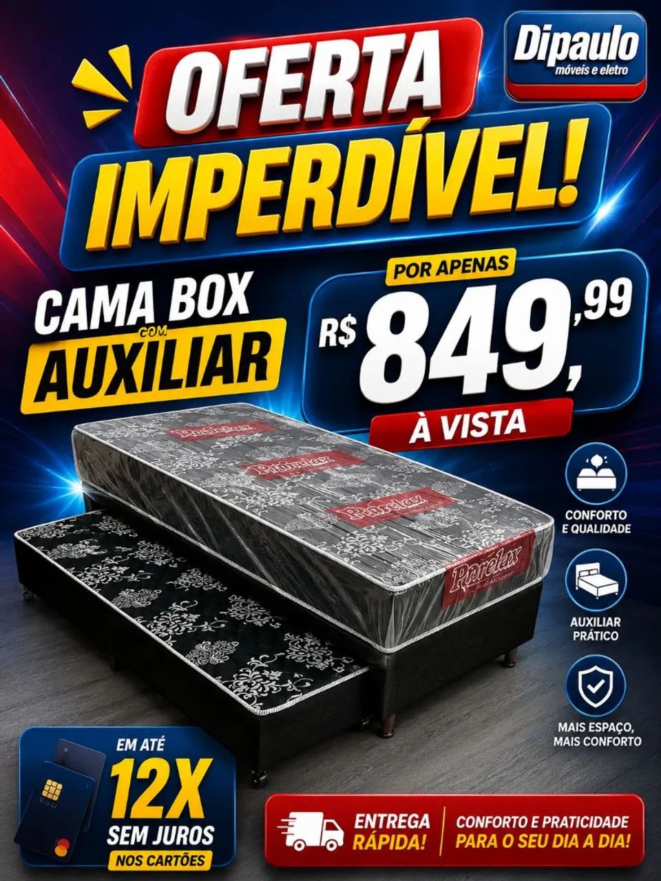 CAMA BOX TOP COM/AUXILIAR 