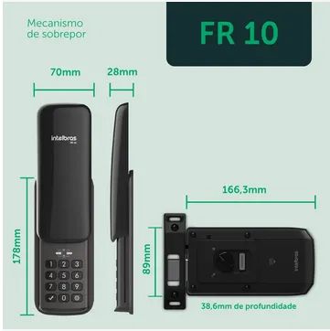 Fechadura Digital de Sobrepor com Senha FR 10 Preto Intelbras - Foto 3