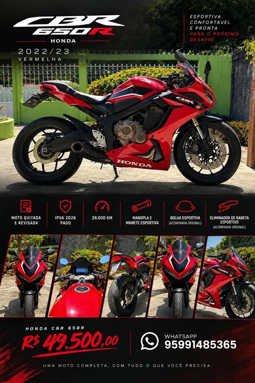Honda CBR 650 R 2022/23 Vermelha - Foto 5
