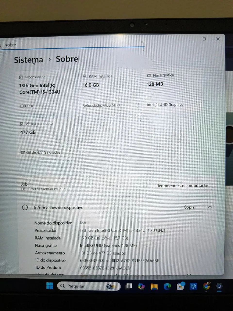 Notebook dell i5