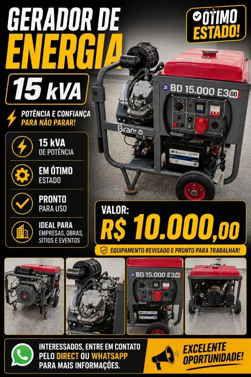Gerador de energia 15 kva