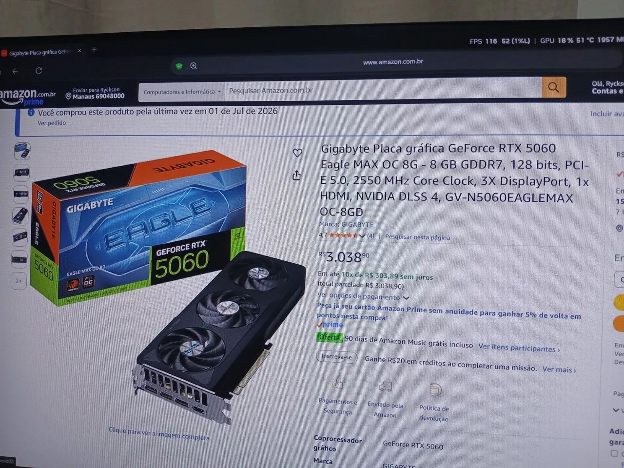 Rtx 5060 8gb ZERDADA  V/T - Foto 3