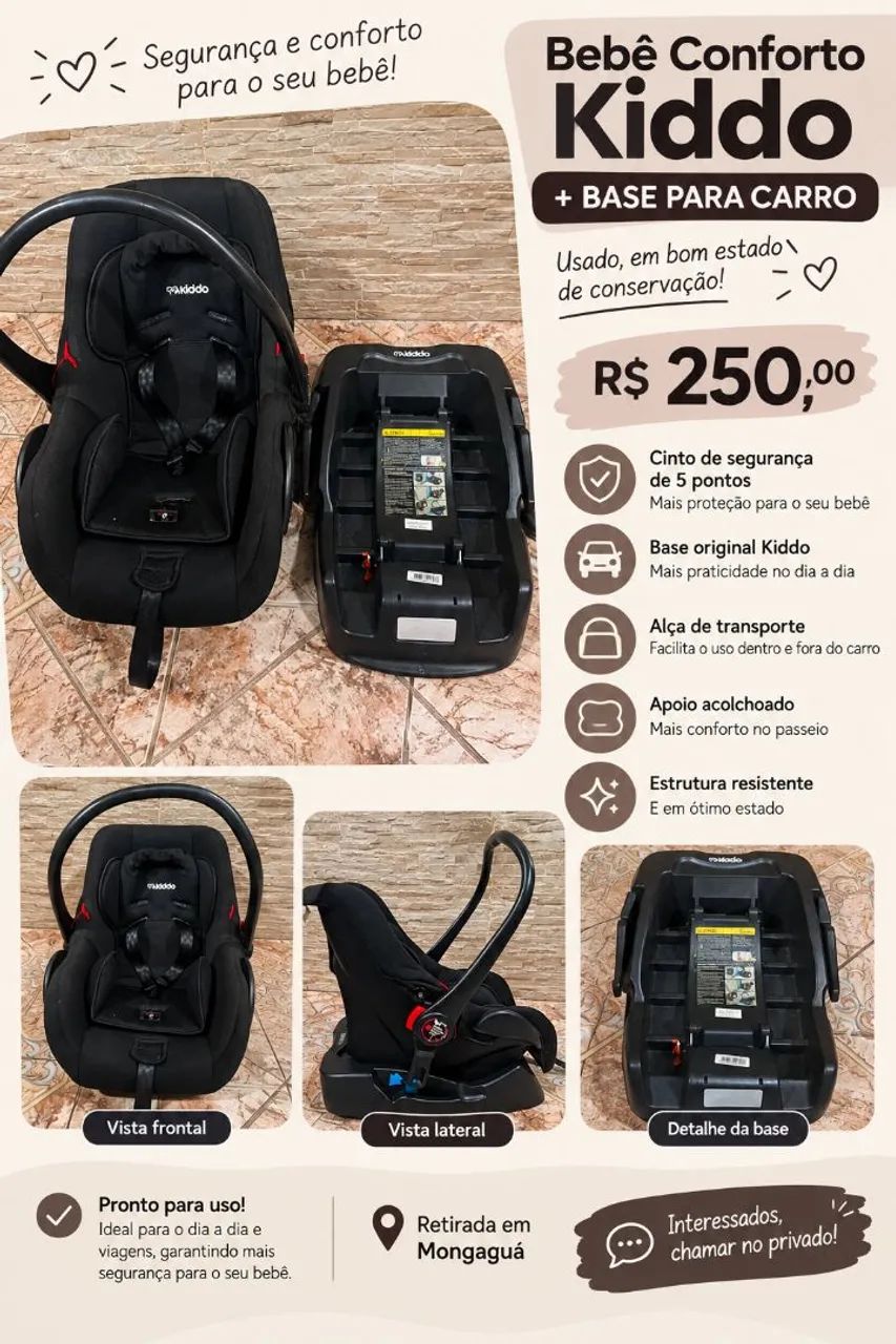 Bebê Conforto Kiddo + Base