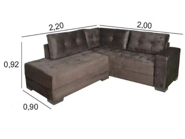 Sofá Canto 2Módulos 2.00x2.20M Tecido Veludo. Protudo Novo Direto de Fábrica P/Sua Casa. - Foto 3