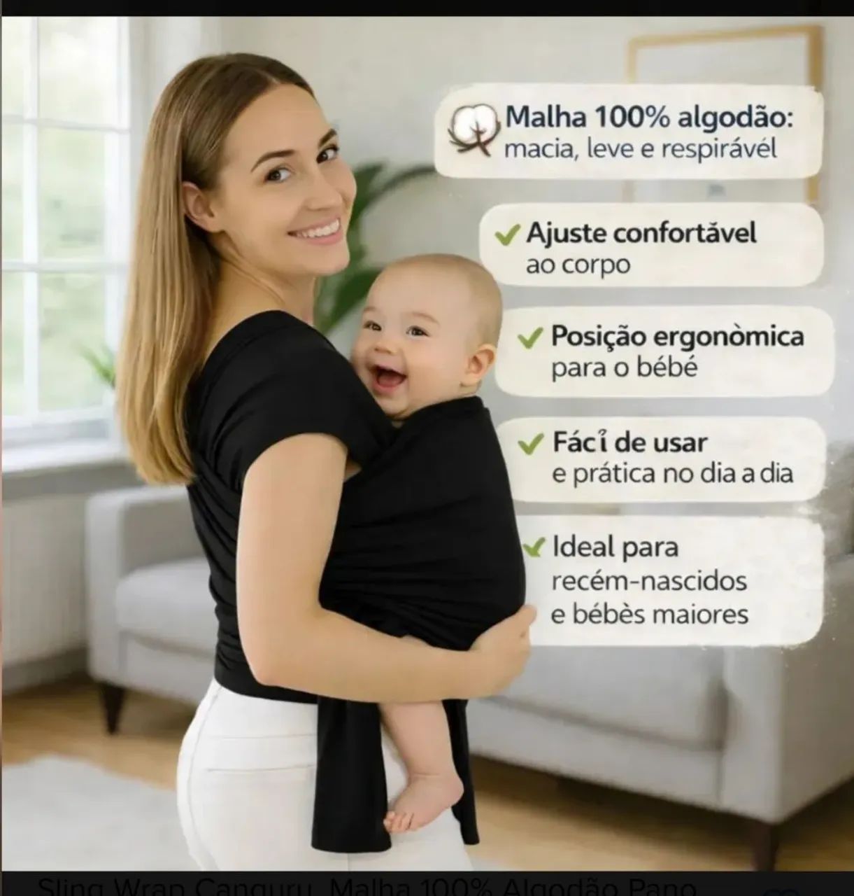 Sling ergonômico de algodão  - Foto 4