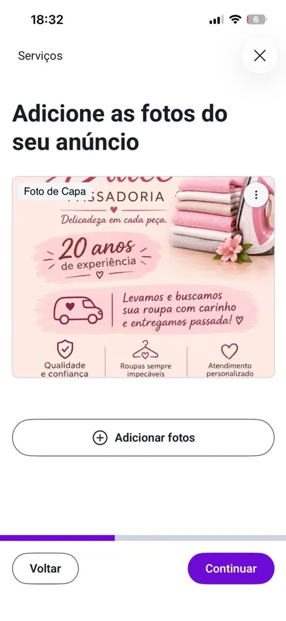 Serviço exclusivo de passar roupas.