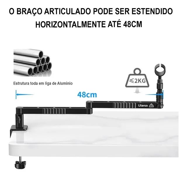 Suporte Microfone Desktop Boom Articulável - Ulanzi LS26 - Foto 3