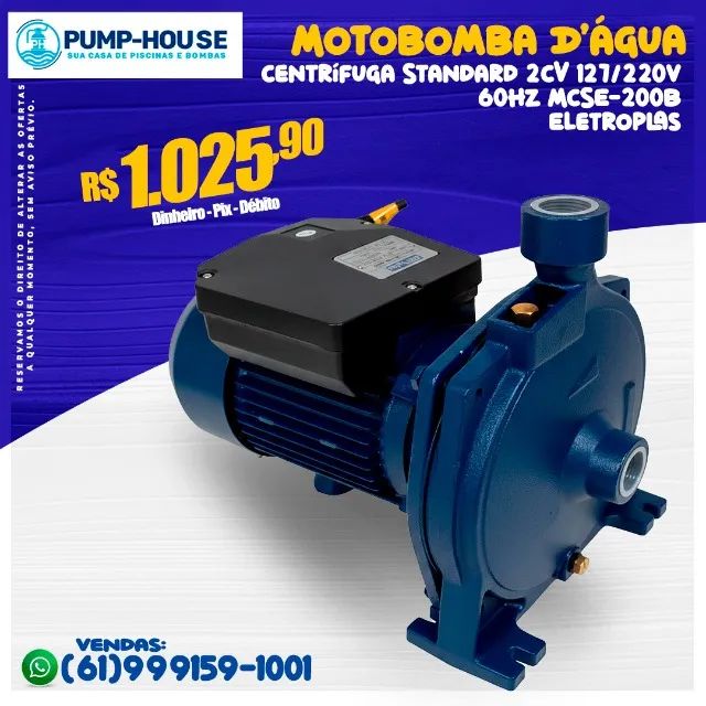 Standard Centrifugal Water Pump 2 HP 127/220 V 60 Hz MCSE-200B Eletroplas