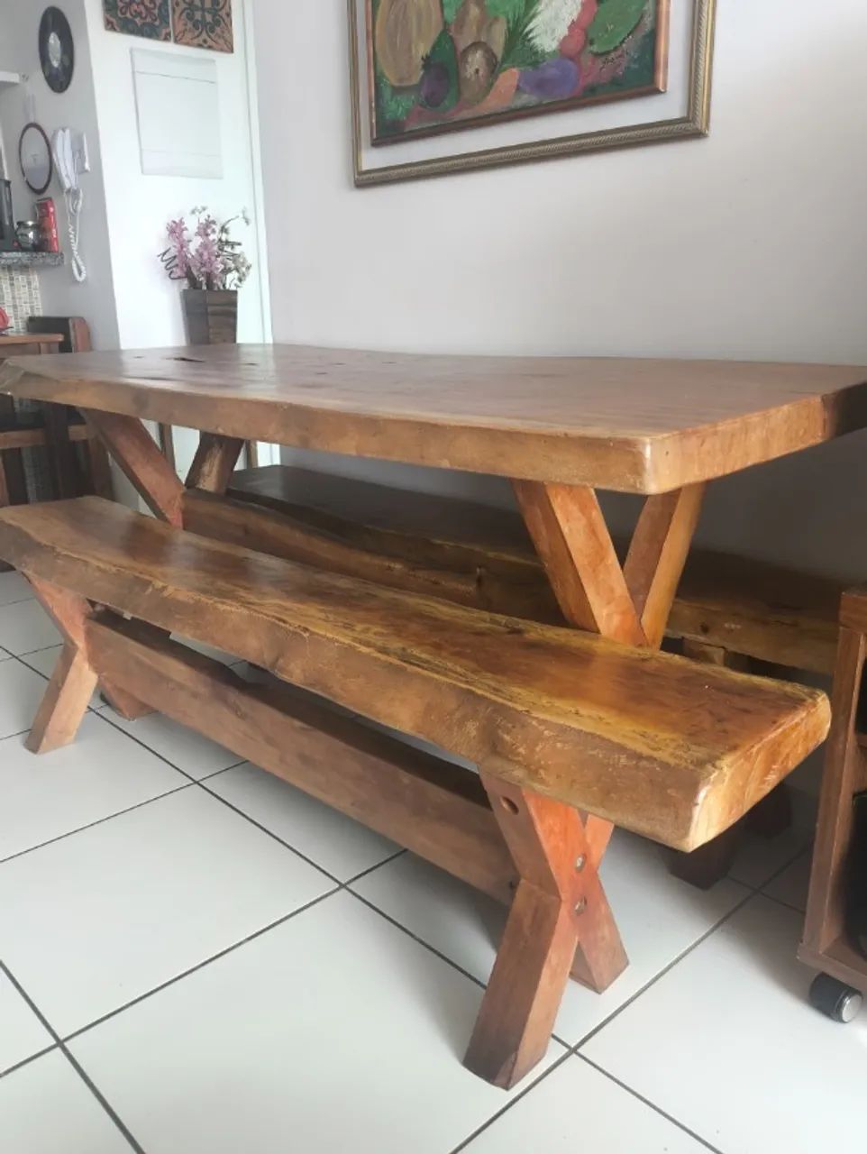 Mesa com banco de madeira de jaca - Foto 5