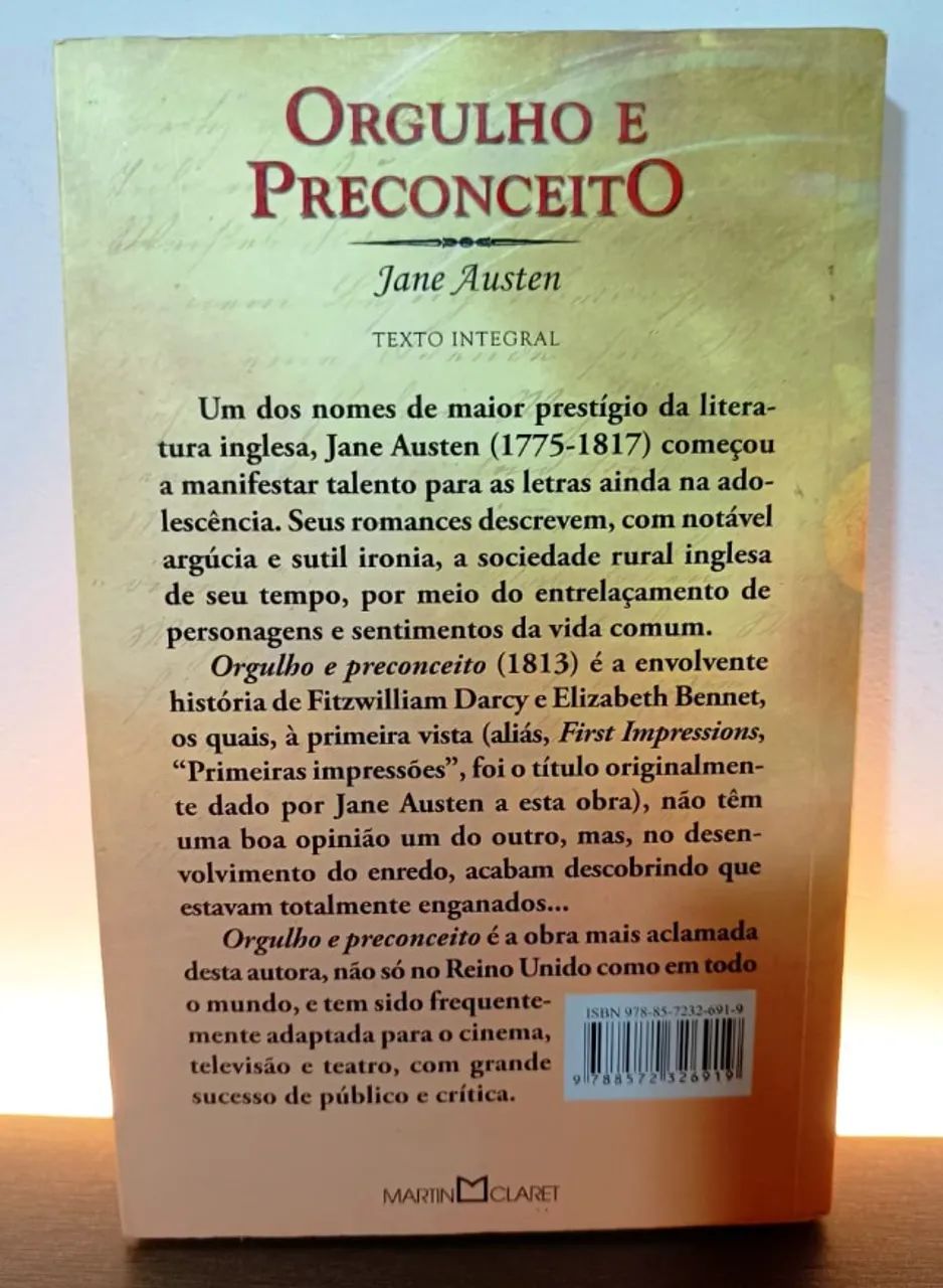 Livro Orgulho e Preconceito - Jane Austen- Ótimo Estado - Foto 2