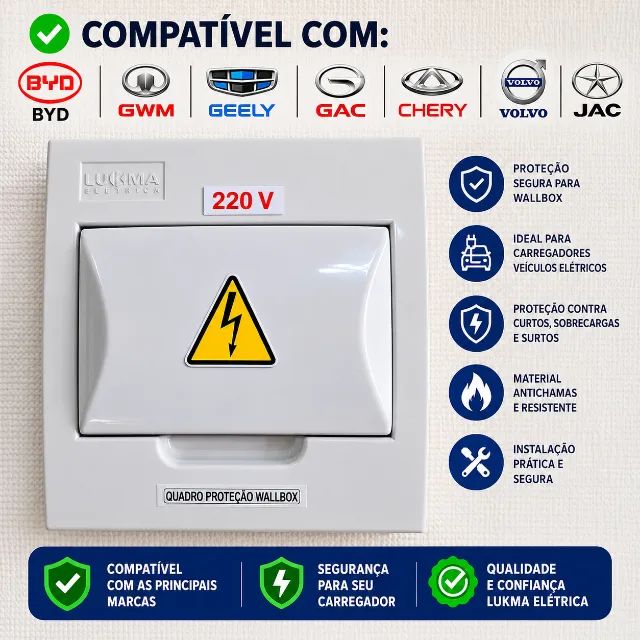 Quadro de proteção para wallbox 220v 7,5kw