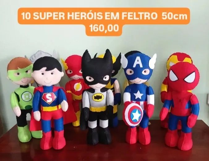 VENDO 10 BONECOS EM FELTRO SUPER HERÓIS 50cm 
