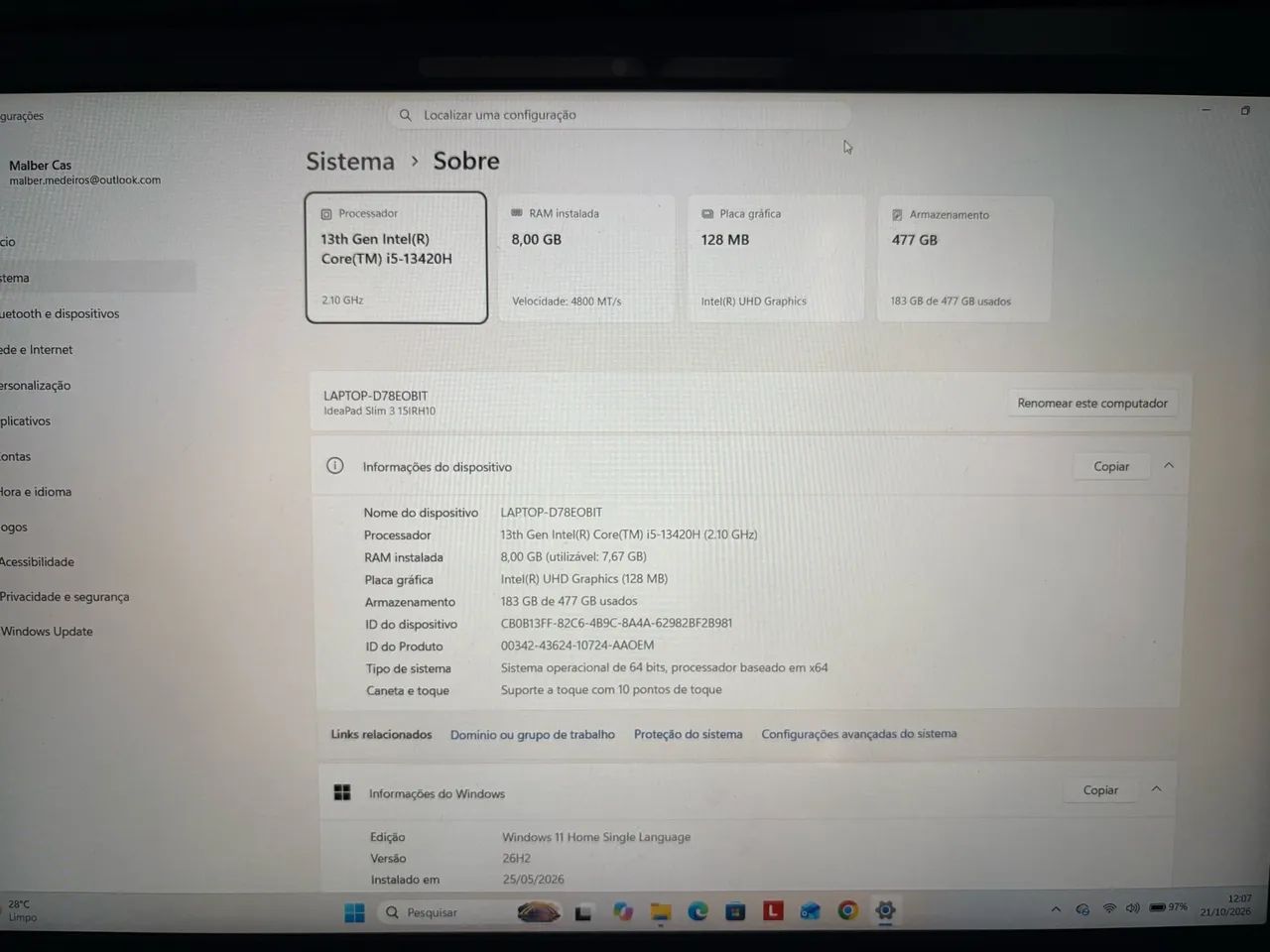 Notebook ideapad slim 3 Touchscreen - Foto 3