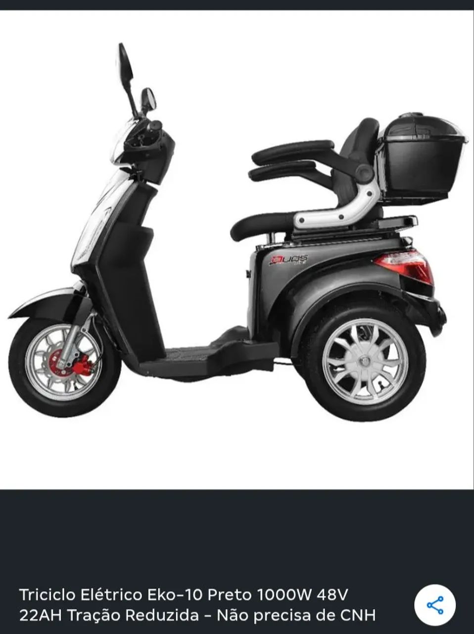 Triciclo elétrico 1000watts duo 