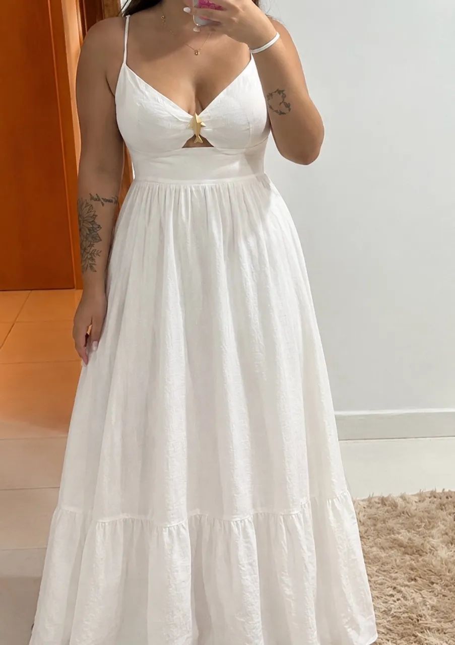 vestido branco longo farm - Foto 4