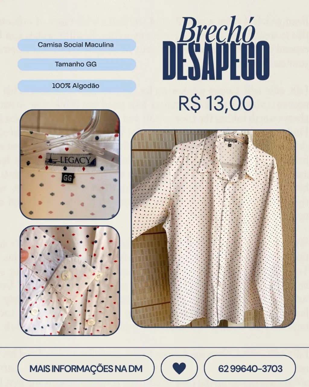 Desapego de Camisa Social Masculina - Foto 2