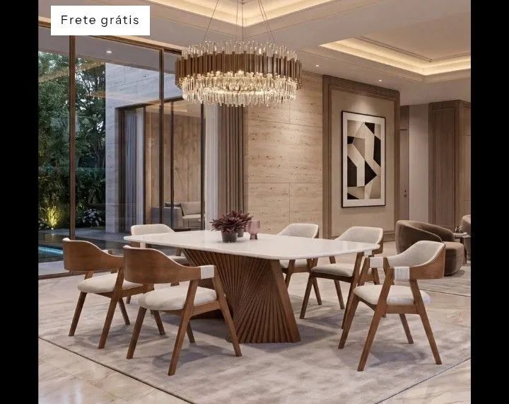 Conjunto de mesa Lyon com base ripada
